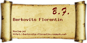 Berkovits Florentin névjegykártya